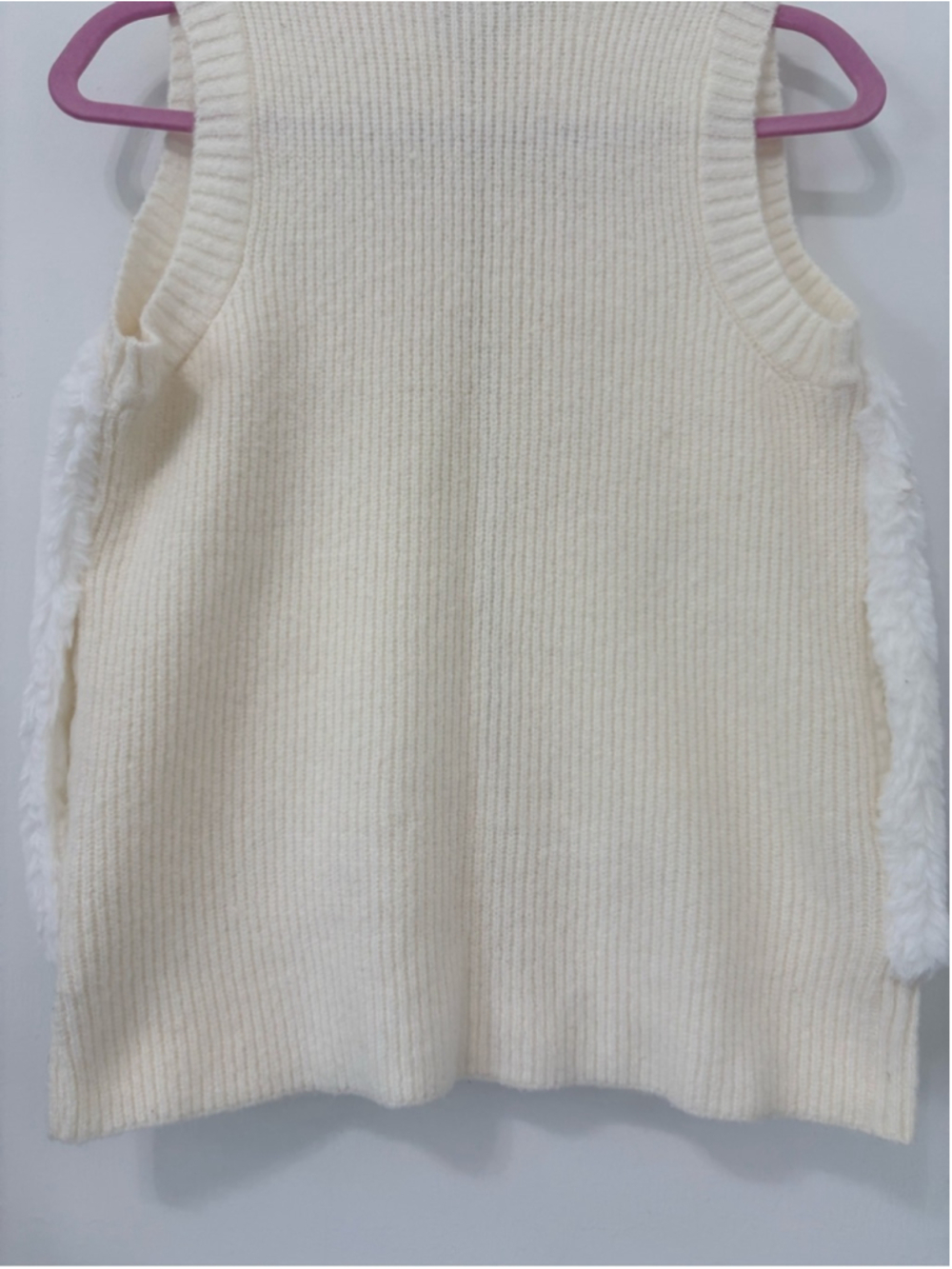 Liz Claiborne Faux Sherpa Knit Sweater Vest Sz M Ivory NWOT - Picture 7 of 11
